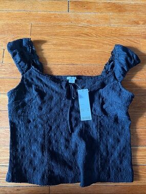Kimchi Blue Black Textured Square-Neck Crop Top - NWT!!!